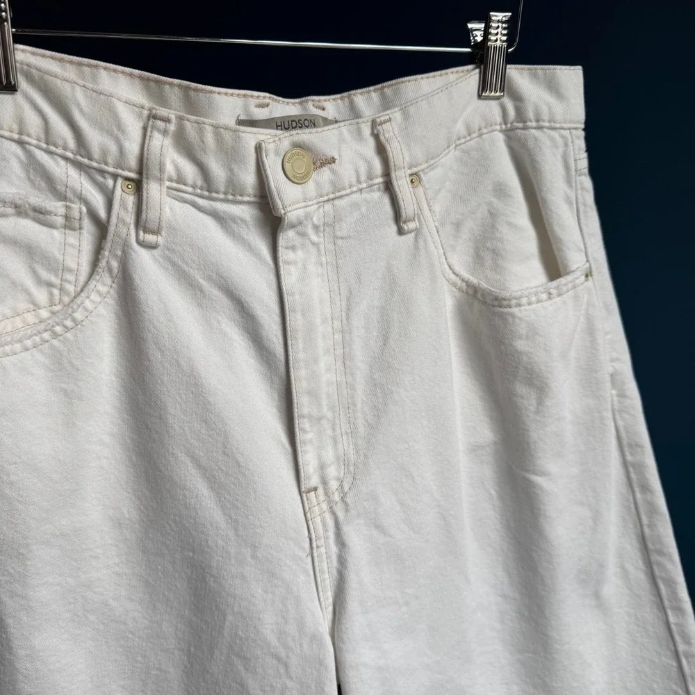 Hudson Skylar White Wide Long Shorts Women's Size 30 Skylar Jorts Denim Capri